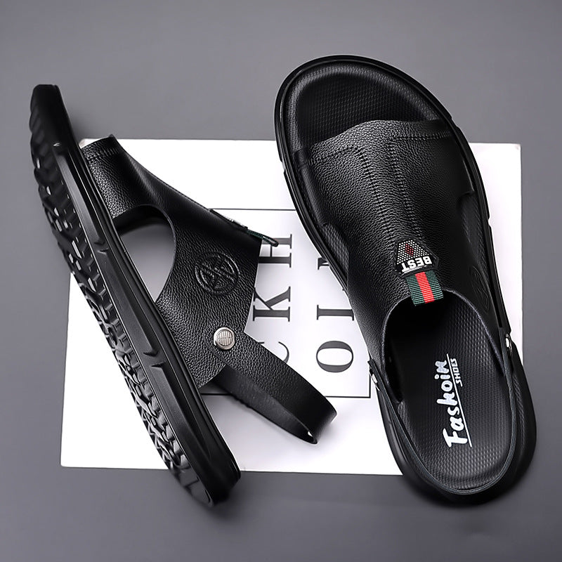 Summer New 2023 Men's Sandals Beach Shoes Sandals Dual-purpose Genuine Leather Trendy Soft Sole Men's Casual Anti-slip Shoes