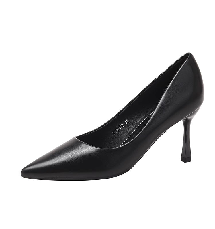 9878 High Heels Women's Stiletto Heel 2024 Spring and Summer New Temperament Goddess Black Single Shoes Interview Professional Work Shoes