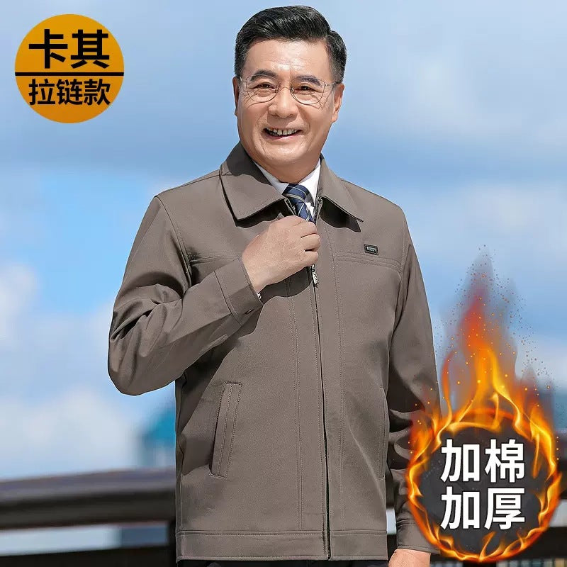 Autumn and Winter Coats for Middle-Aged Men, Dad's Clothing, Middle-Aged and Elderly Men's Autumn and Winter Executive Jackets, Thickened and Warm Men's Wear