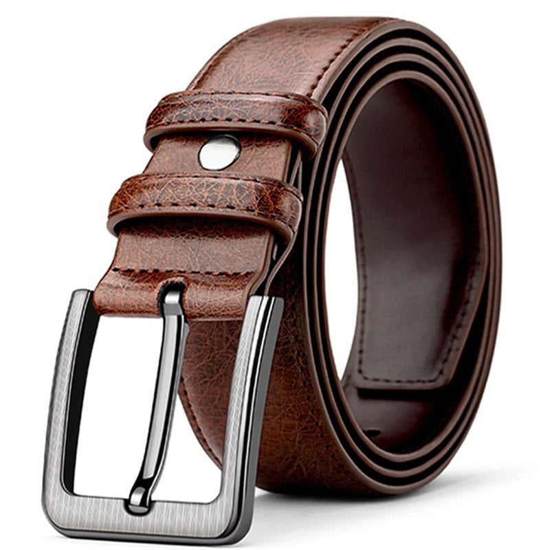 Men's Retro Belt Alloy Buckle Belt Men's Trouser Belt Imitation Leather Leather Business Casual Middle-Aged Jeans Belt
