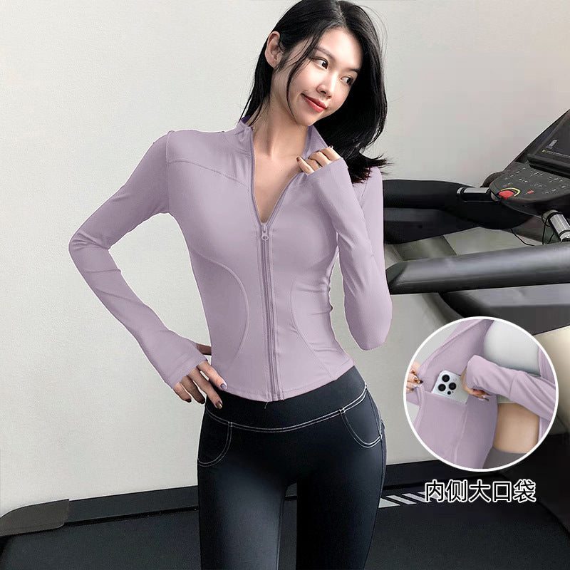 Fitness Training Yoga Clothes for Women, Spring Long-Sleeved, High-Elastic, Quick-Drying, Breathable Sports Jackets, Tight-Fitting, Slimming Fitness Clothes