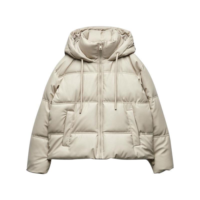 Autumn European and American Clothing Pure Color Versatile Warm Imitation Leather Short Cotton Jacket 3046225 712
