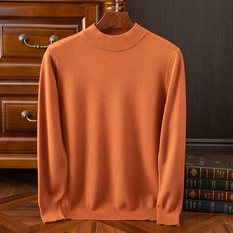 Autumn and winter semi-high collar men's pullover base sweater casual business loose fashion solid color long sleeve Andy velvet sweater