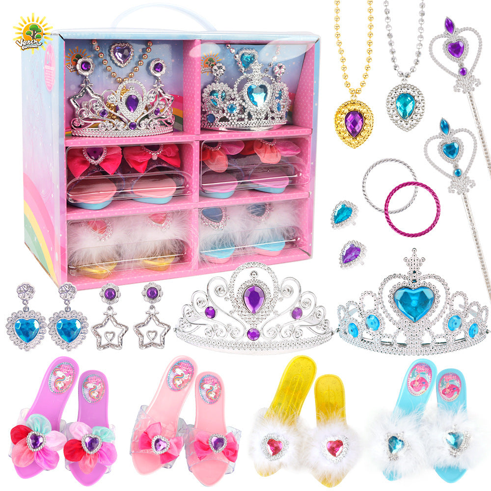 Cross-Border New Product Dress-Up Toy Ring Children's Girls' Set Princess Accessories Pretend Play High Heels Simulation