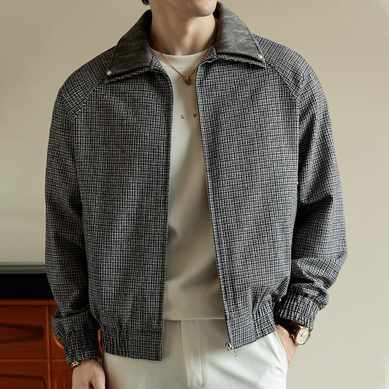 Plus-Size Men's Trendy Lapel Jacket Coat for Big Guys, Loose Outerwear for Spring and Autumn, High-End Feel
