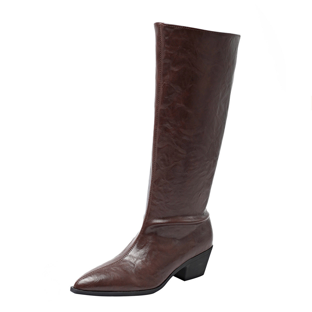 Super Slim Thick Heel No More Than Knee Length Fashion Boots for Women 2025 Export Winter New V-Mouth One-Leg Mid-Heeled Boots