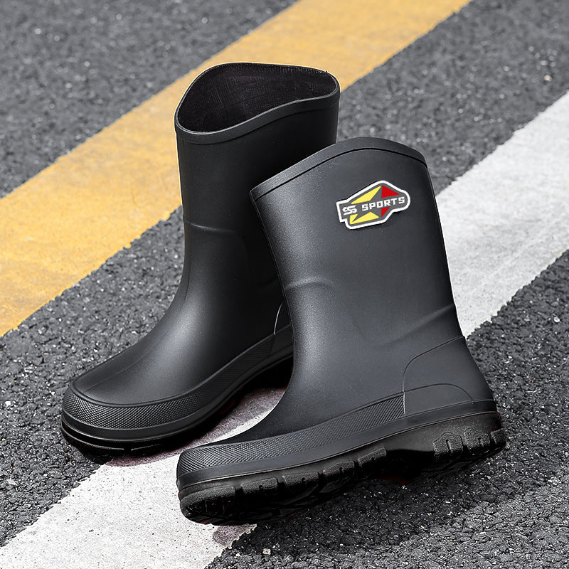 Fashionable 25 High Rain Boots Black Men's Rain Boots Cross-Border Environmentally Friendly Large Size 39-48 Wading Rubber Shoes Non-Slip Fishing Boots