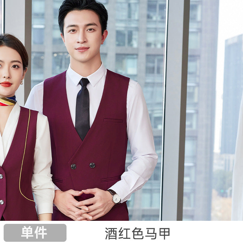 Professional vest suit female spring and summer stewardess uniform sales department hotel front desk jewelry shop beautician overalls