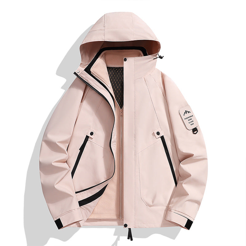 Jacket for Autumn and Winter, 25 Styles of Warm Coats, Windproof and Waterproof Outdoor Jackets, Detachable Two-Piece Set, Couple's Hiking Clothing