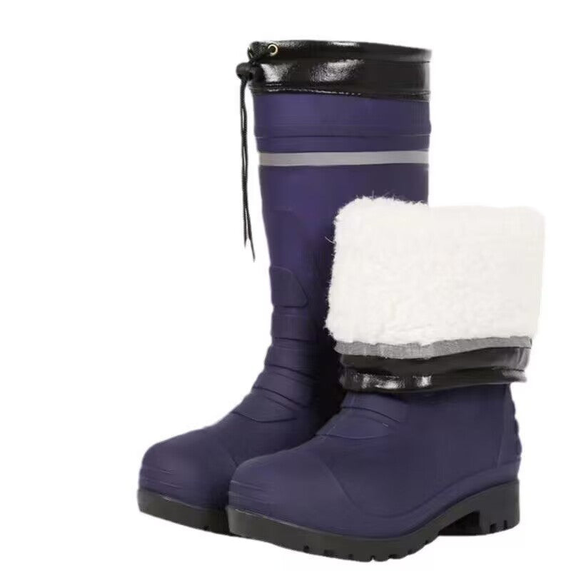 Winter New EVA Warm fleece-lined Thickened Rain Boots Men's High Tube Cotton Non-slip Rain Boots Fishing Car Wash Boots