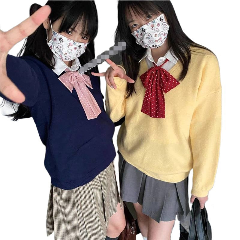 Sweater College Japanese Style JK Uniform Autumn and Winter New School Style All-match Pullover Knitted Long-sleeved Stacked Top for Women