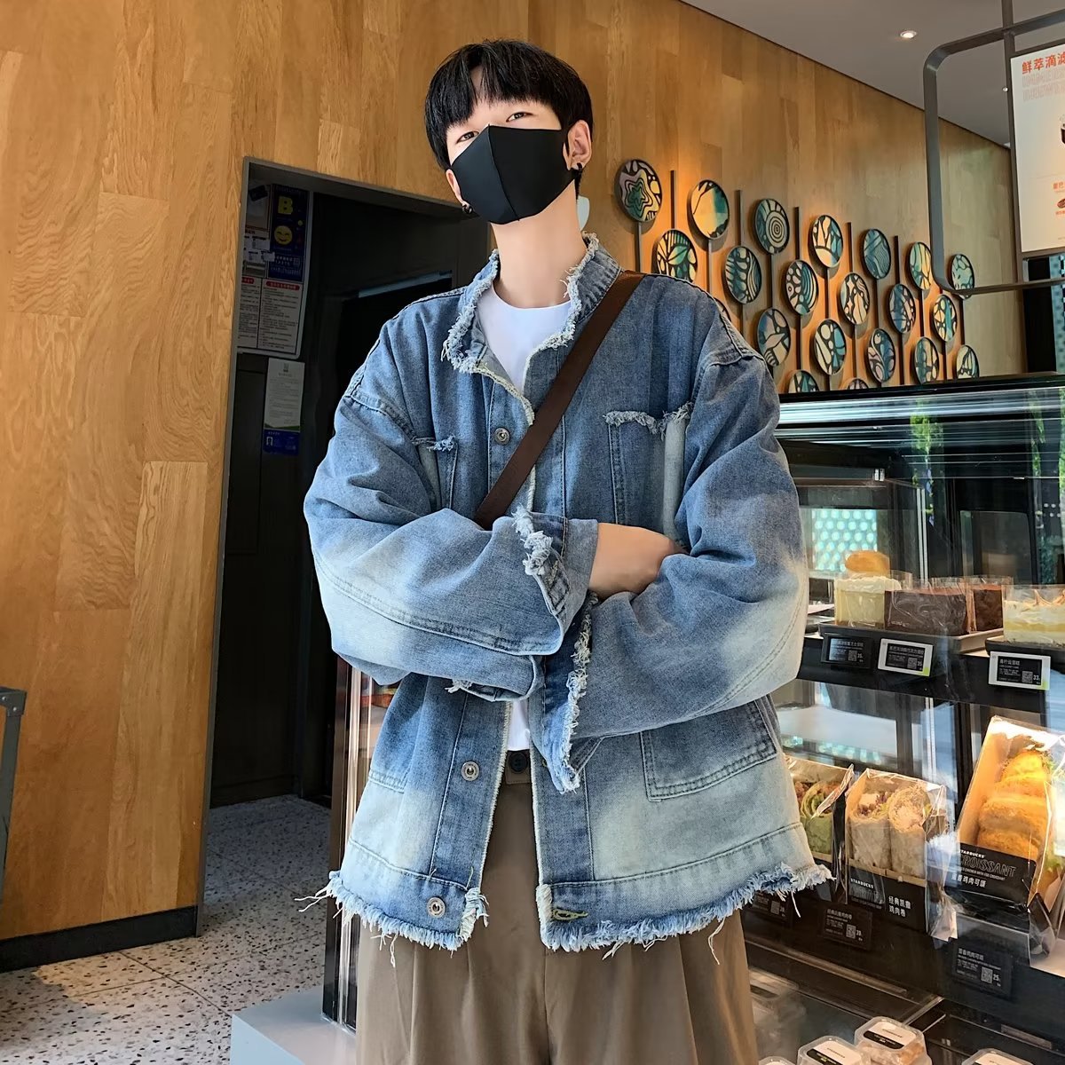 [In Stock running volume] Retro gradient Denim coat men's and women's loose American high street casual workwear jacket