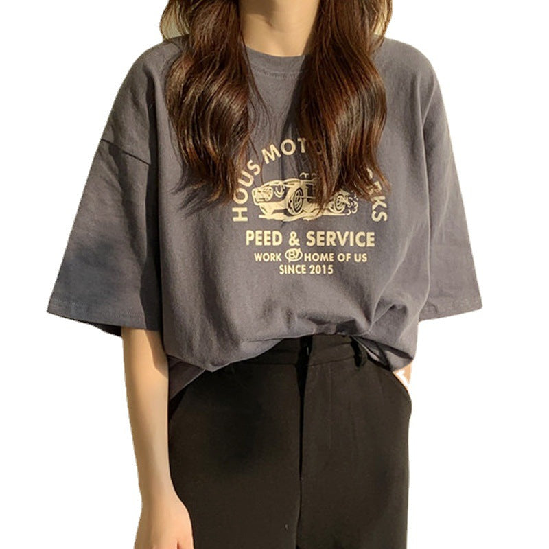 Summer Korean Style Loose Short-Sleeved T-Shirt for Women Korean Style New Bf Style Large Size Top Couple Bottoming Shirt Dropshipping