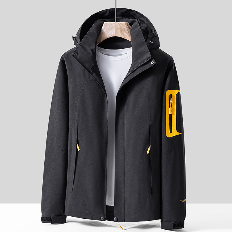 Outdoor Jacket Men's Winter Velvet Short-Sleeved Thickeneded Spring & Fall Windproof Waterproof Breathable Jacket Mountaineering Jacket