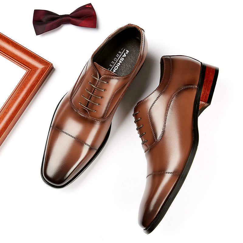 Japanese Style 2026 New Model Genuine Leather Business Shoes for Men, Three-Strap Formal Shoes, Pointed Toe Office Wedding Oxford Shoes with Wooden Sole