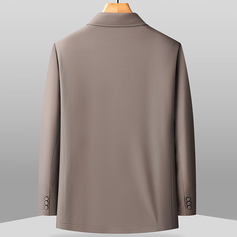 Men's Mid-length Coat Middle-aged Business Casual Lapel Solid Color Executive Jacket Coat Men's 2025 Spring New