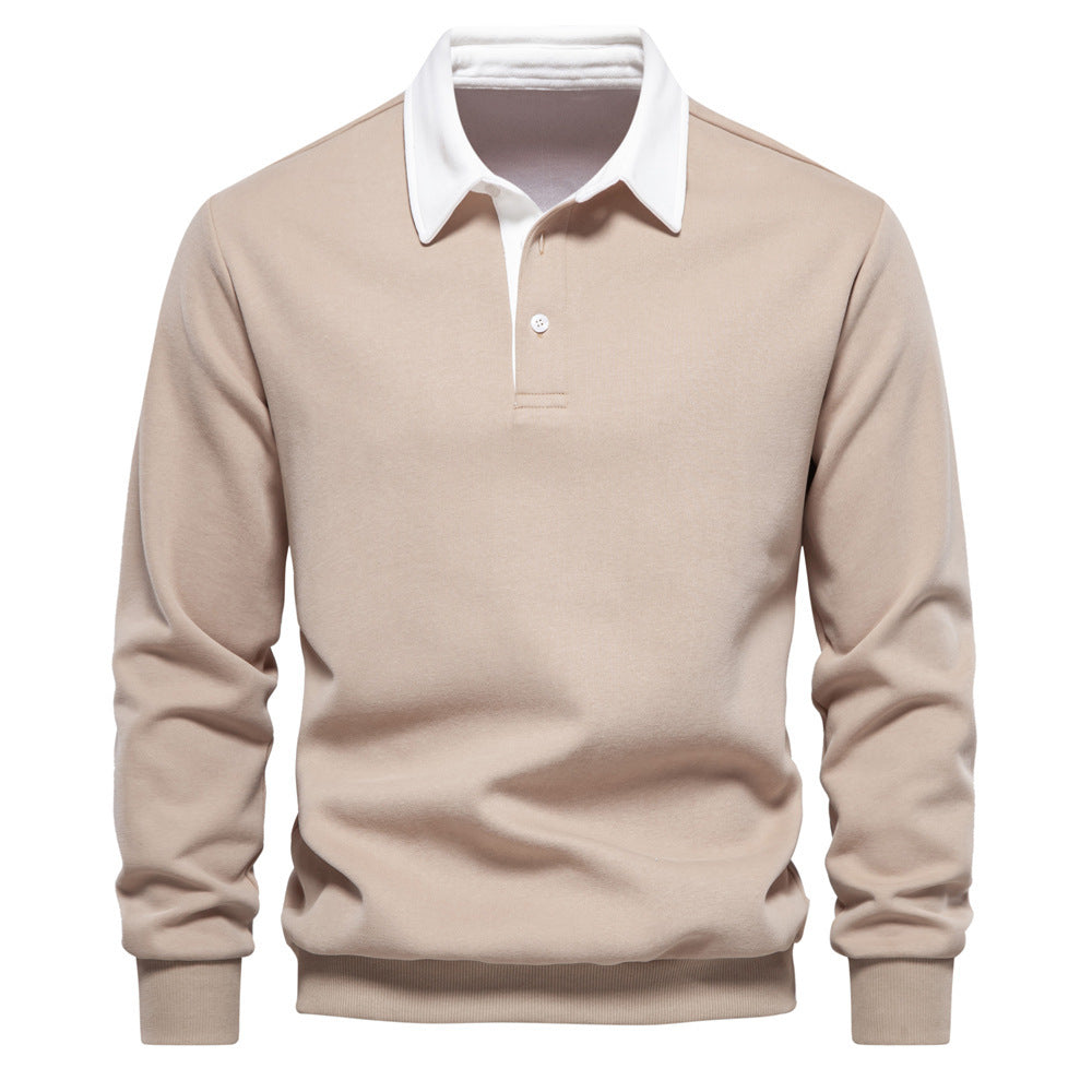 2024 Casual Sweatshirt New Trendy High-Quality Men's Sweatshirt Long-Sleeved Men's European Size Polo Collar Versatile Autum