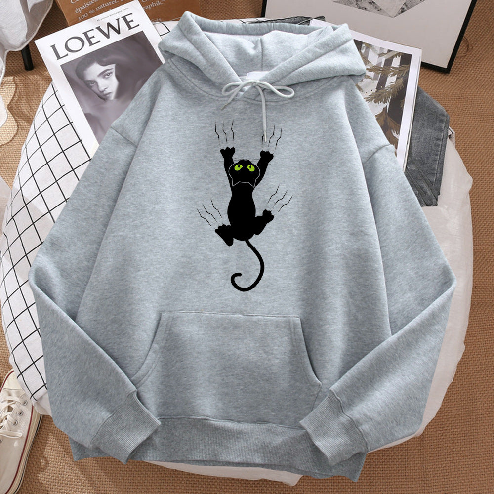 Naughty Black Cat Printed Men's Hoodie Hip Hop Comfortable Sweatshirt