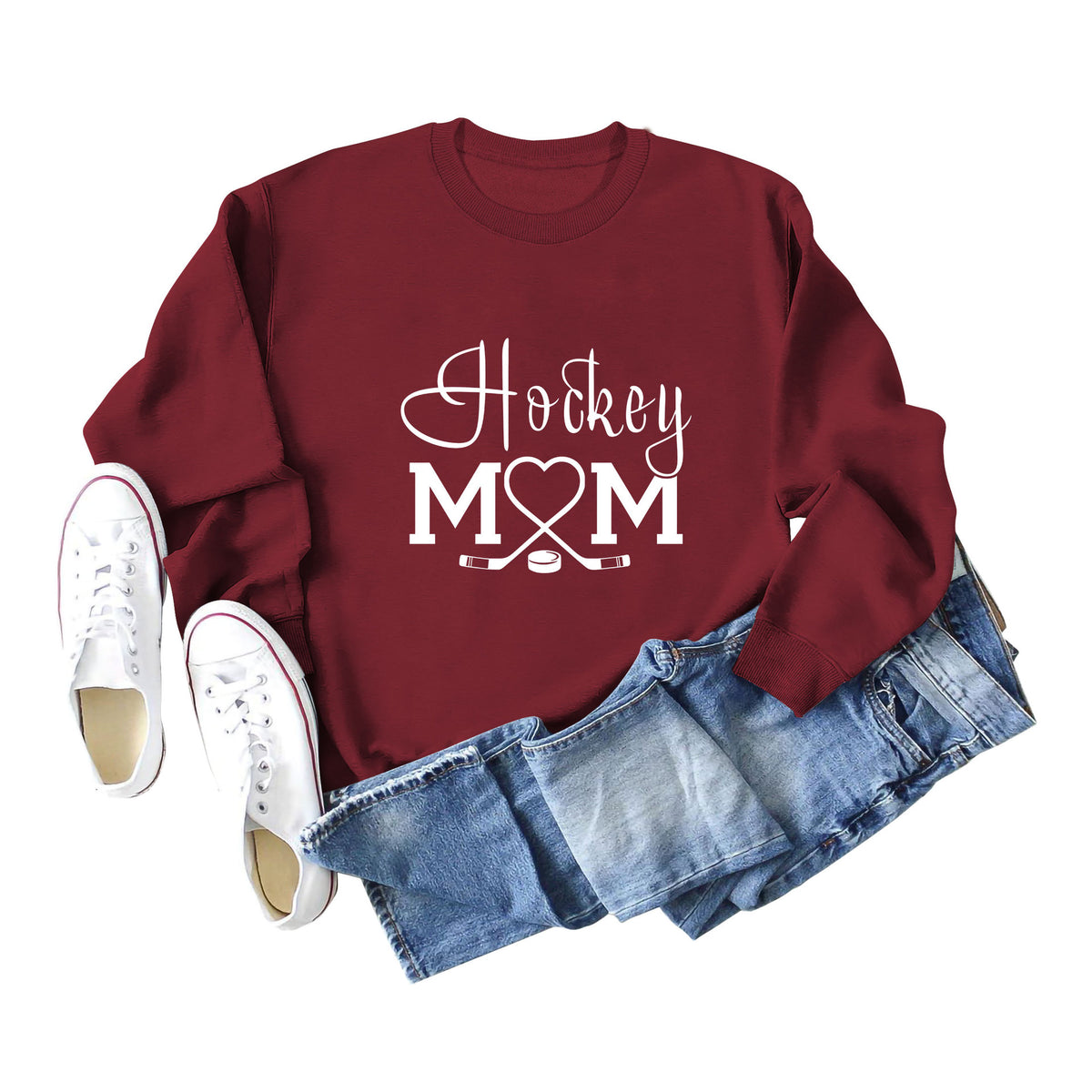 Amazon Wish Independent Station Fashionable Simple Hockey Mom Letter Fun Printed Women's Casual Sweatshirt