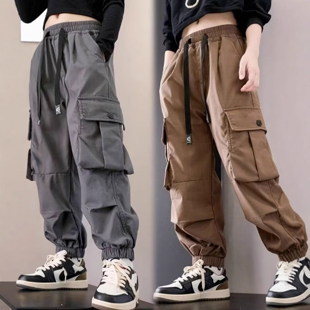 Girls' Cargo Pants 2025 Autumn Stylish Pants Children's Trendy Pocket Casual Pants for Older Children Loose Long Pants