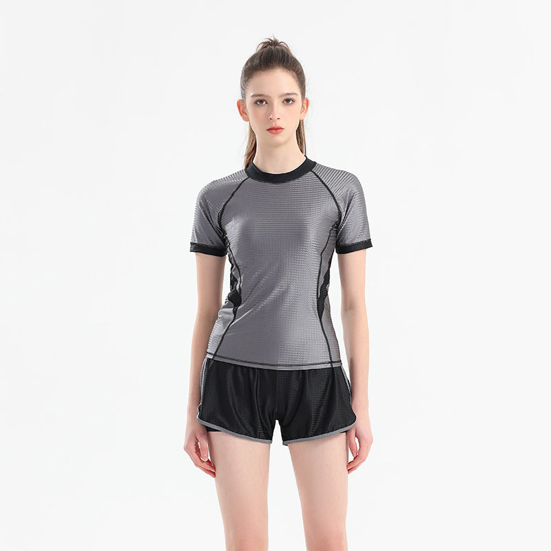 Swimwear Women's 2024 New Conservative Split Short Sleeve Swimwear Flesh Covering Slimming Slight Fat Girls Hot Spring Swimwear