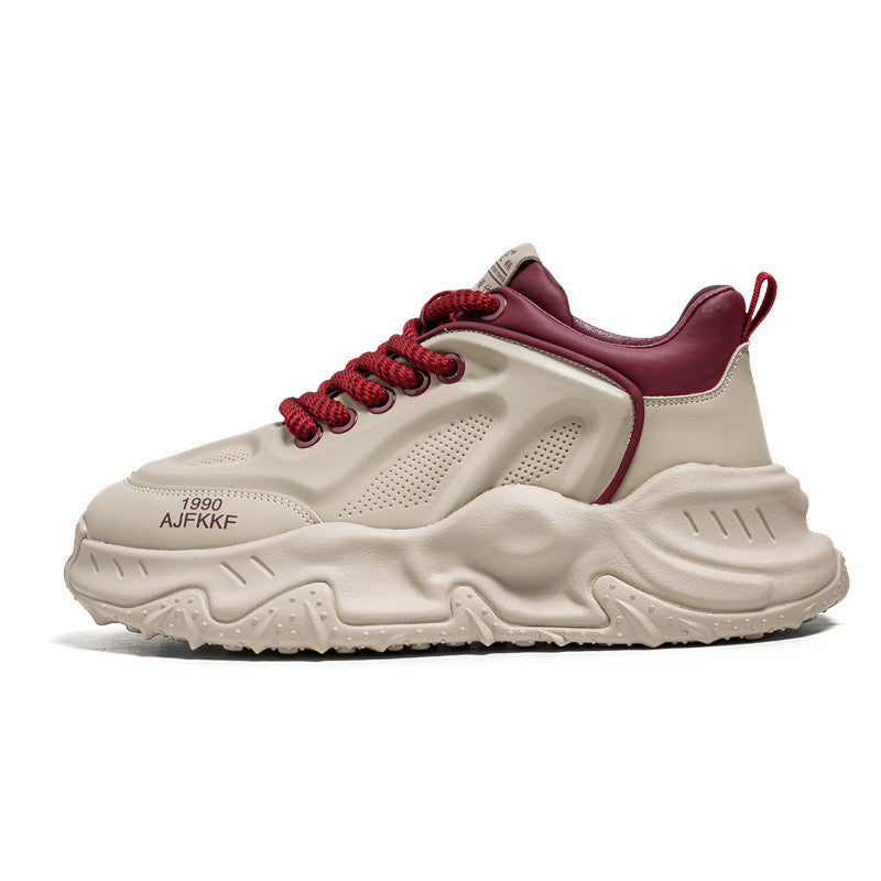 Men's Spring niche fashion sneaker running shoes popcorn casual sneakers men's shoes thick sole height increasing daddy shoes