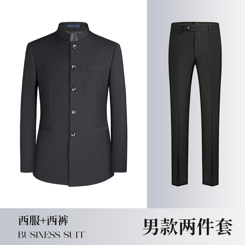 Gray Business Attire for Men and Women, Autumn and Winter Slim Business Bamboo Pattern Suit, Women's Trousers and Vest