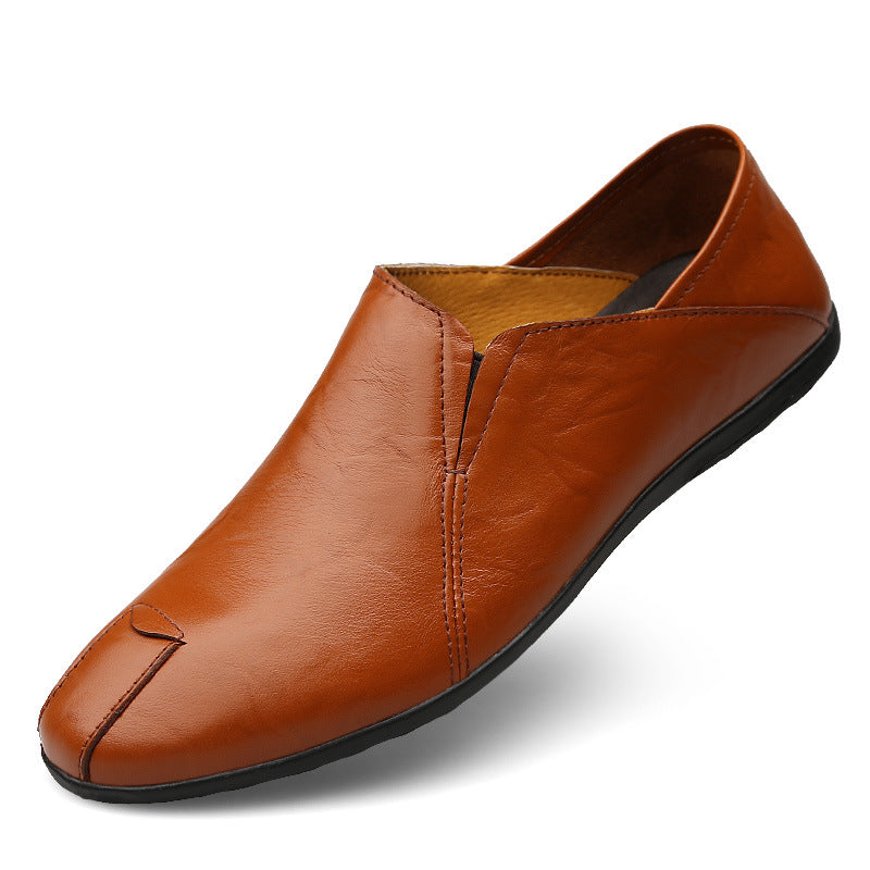Men's Shoes Autumn and Winter Casual Leather Shoes Warm Shoes Men's British Slip-on Shoes Cotton Driving Lazy Loafers