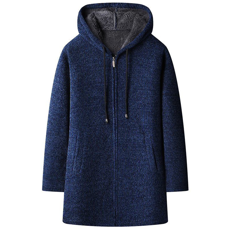 Good Quality Autumn and Winter New Men's Casual Mid-length Jacket All-match fleece-lined Coat Jacket 6619-P55