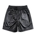 300g Eco-friendly PU Leather American Style Vintage Men's Foil Leather Embroidered Leather Shorts Loose Casual All-match Fashion Leather Pants