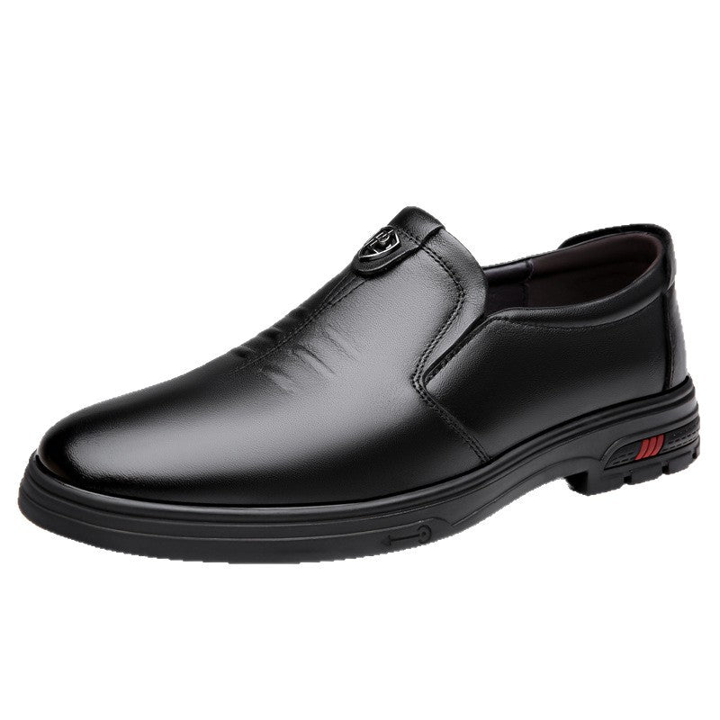 First-Layer Cowhide Loafers for Middle-Aged Men, Slip-On Soft-Soled Leather Shoes, Breathable Business Casual Men's Shoes, Source Factory
