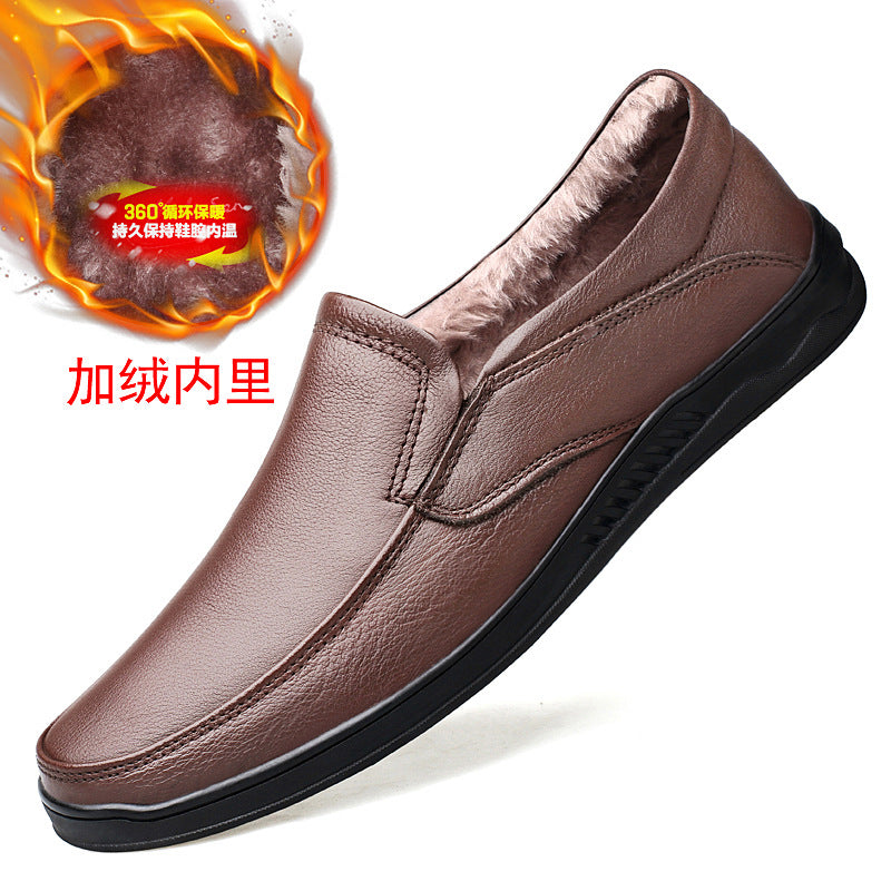 Men's Shoes Summer Casual Leather Shoes Men's Korean Style Youth Slip-on Lazy Loafers Business British Style Peas Shoes