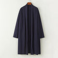 2025 New Autum Chinese Style Men's Stand-Up Collar Mid-Length Buttonless Windbreaker Linen Robe Cloak Jacket