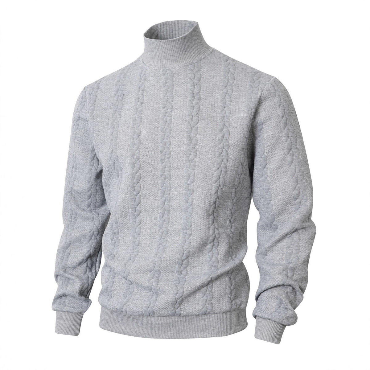 Cross-Border New Autumn and Winter Knitwears Pure Color Young Men's Fashion Jacquard Turtleneck Warm Wool Sweatshirts