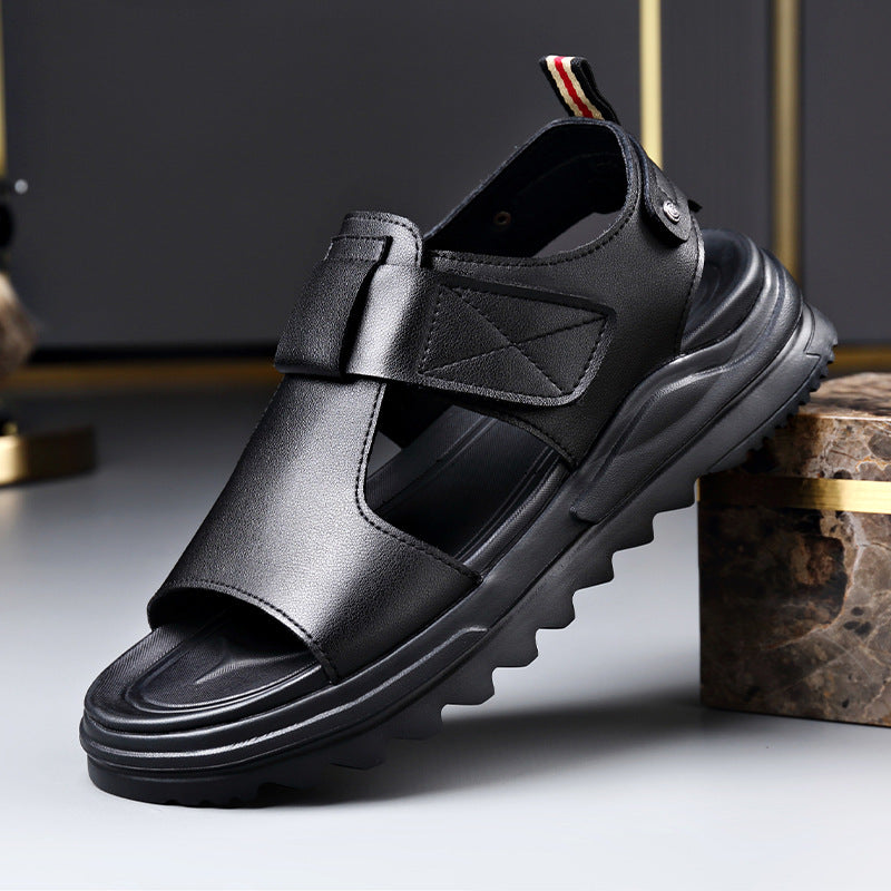 Men's Sandals 2024 Summer New Fashion Breathable Casual Soft Bottom Beach Shoes Trendy Casual Leather Sandals