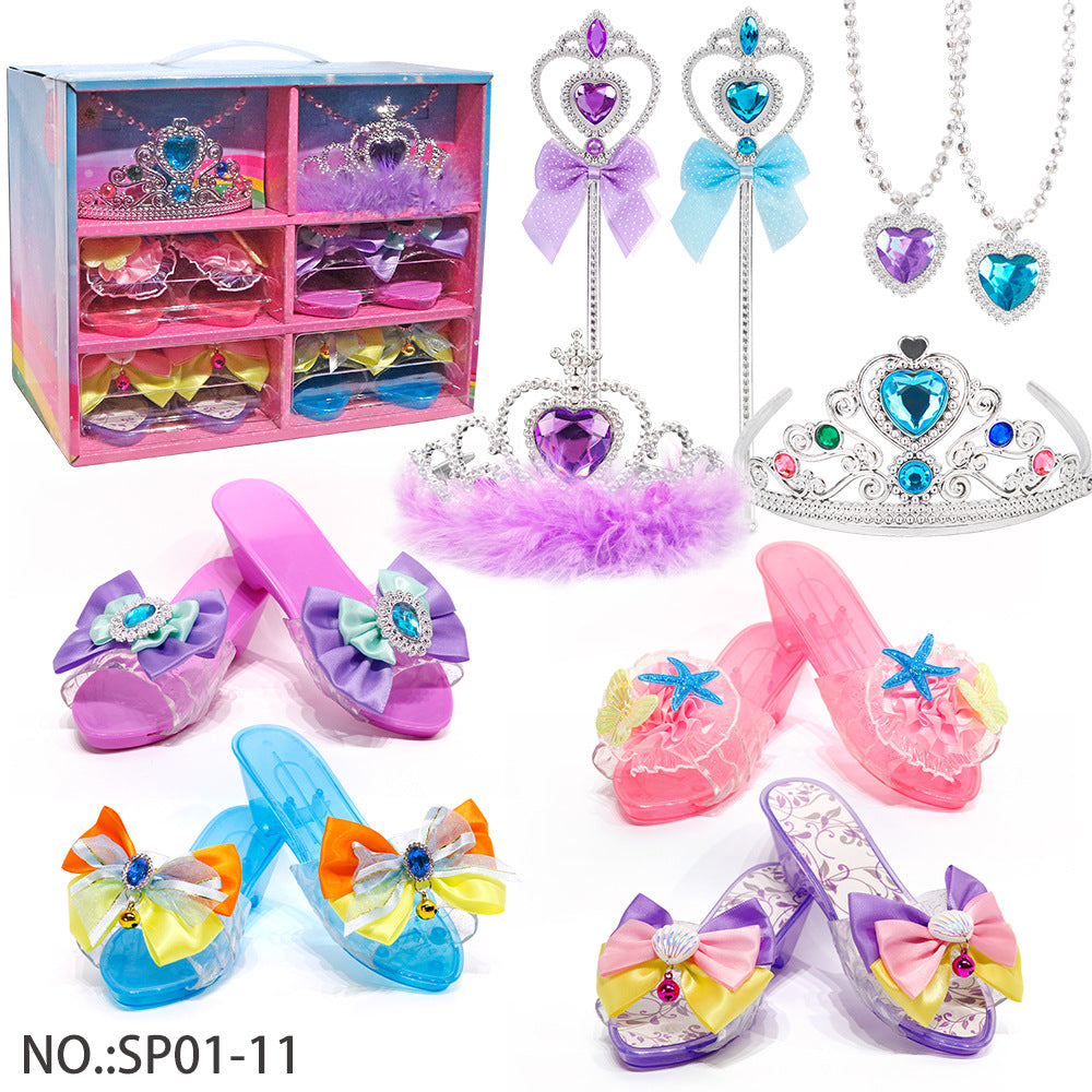 Cross-Border New Product Dress-Up Toy Ring Children's Girls' Set Princess Accessories Pretend Play High Heels Simulation