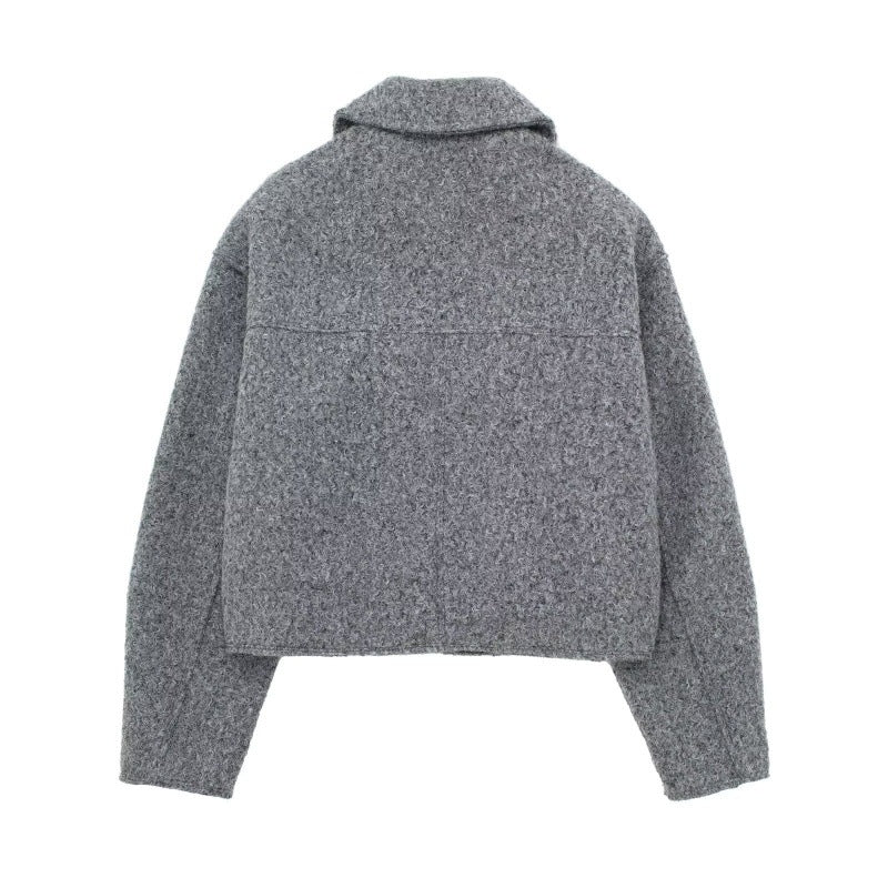 European and American Cross-Border 2025 Winter New Women's Street Fashion Gray Faux Fur Short Lapel Jacket Coat