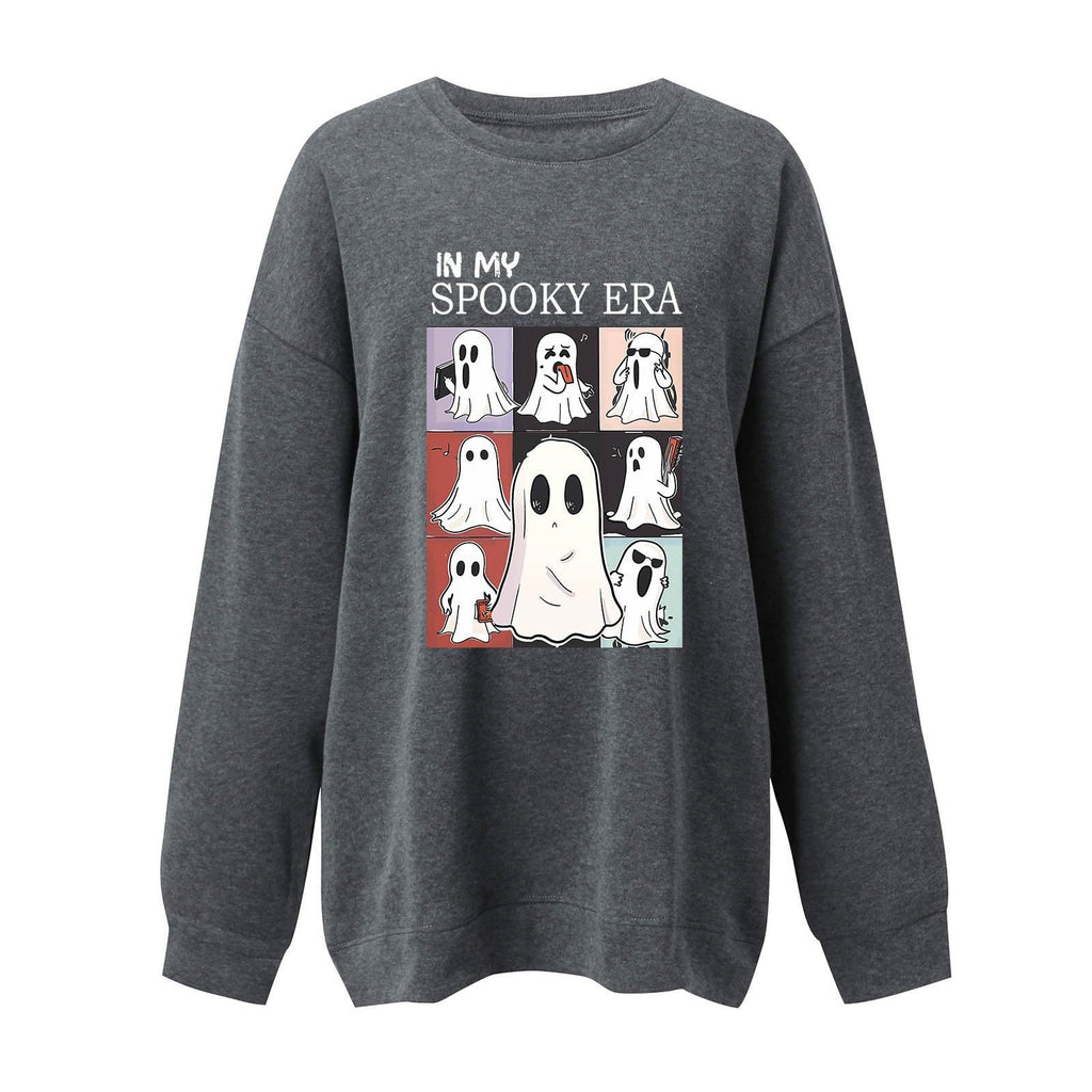 Women Sweatshirtss Halloween Cute Ghost Pattern Long Sleeve Sweater Horror Fall Pullover Tops