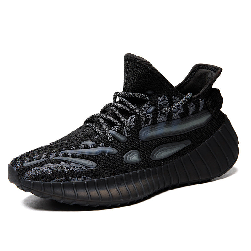 Coconut Shoes Men's Flying Mesh Breathable Night Fluorescent Casual Sneakers Men's Popcorn Sole Lightweight Running Trendy Shoes