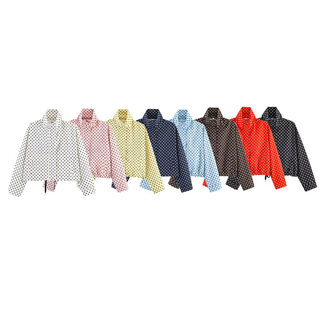 Taop&Za Women's Clothing 2026 Summer New Casual Style Cool and Chic 8-Color Stand-Up Collar Polka Dot Short Jacket