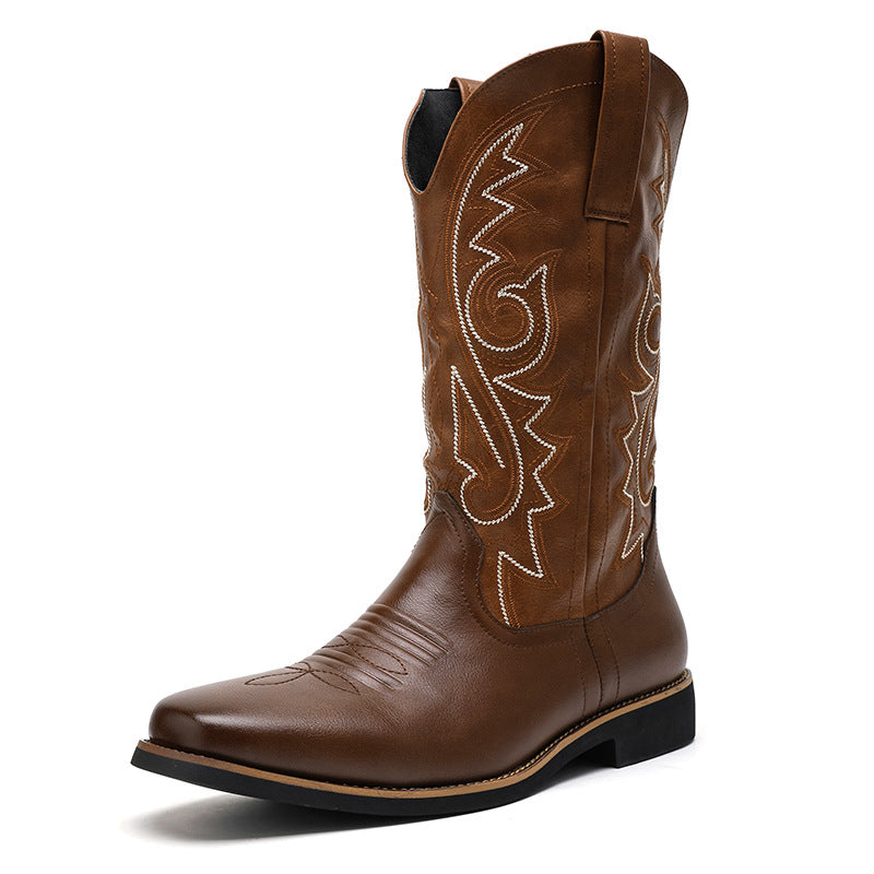 Cross Border plus size Men's Boots 2025 Autumn and Winter High Boots Men's Boots 48 Size British Style High Boots 38 Embroidered Leather Boots
