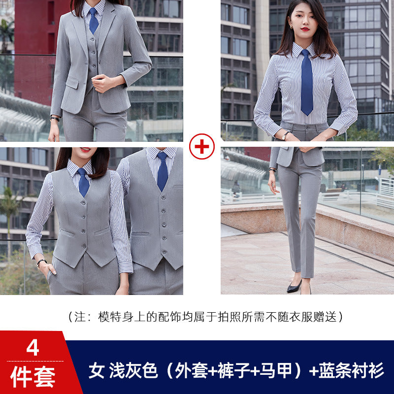 Two-button color spinning four-sided elastic treasure blue teacher suit suit men's and women's same style professional attire 4S shop suit wholesale
