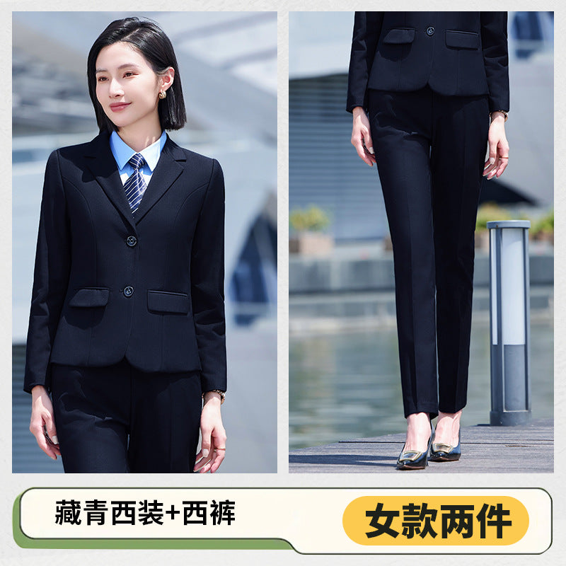 Autumn and Winter Thickened Men's Double-button Black Interview Business Dress Unisex Business Suit suit Three-piece Set