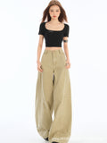 khaki Machete Tooling Jeans Women's 2025 New Spring High Waist Loose Sycamore Wide Leg Pants
