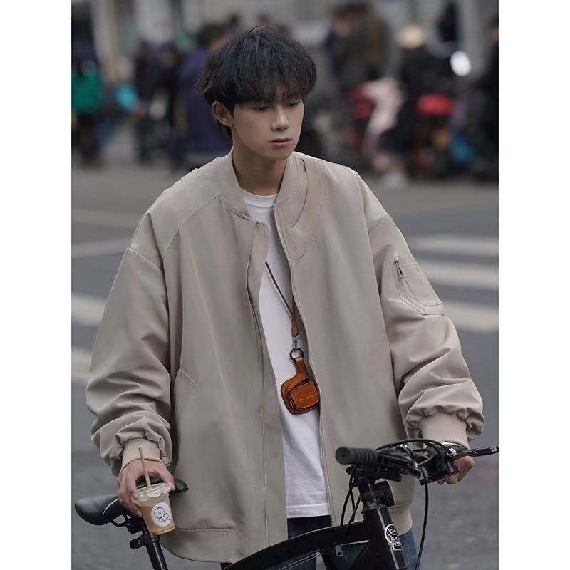 Coat Men's Autumn American Style vintage Fashion Brand Retro High-end Men's Loose Bomber Jacket Work Wear