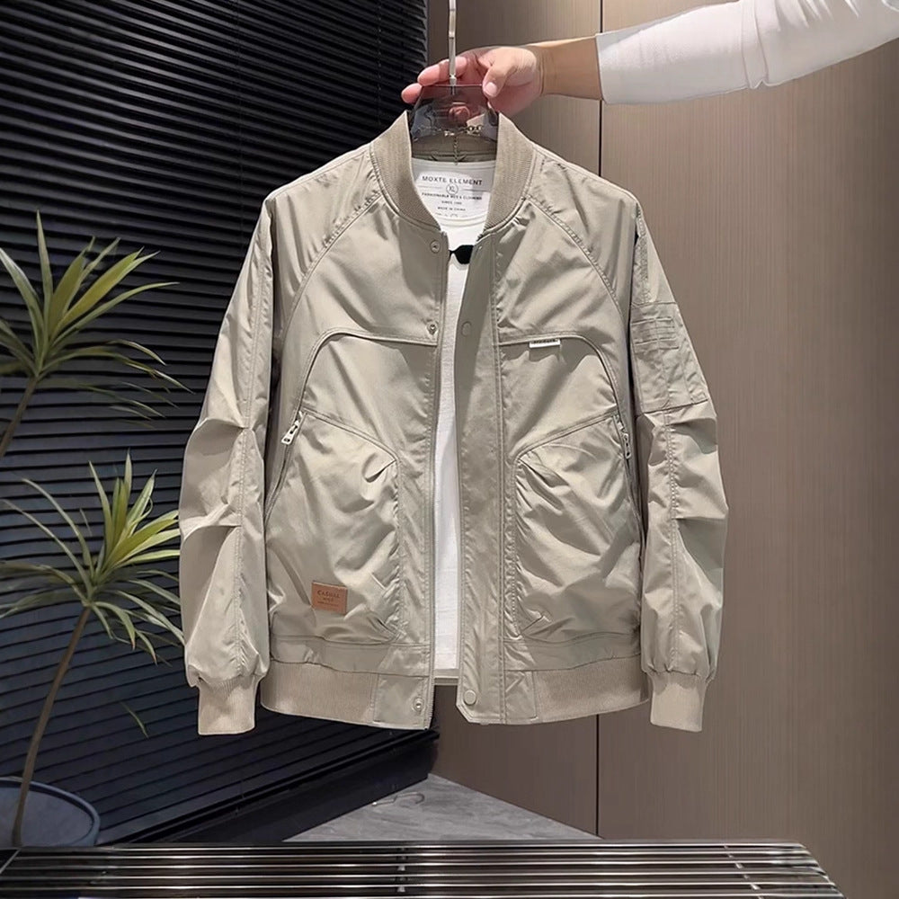 Men's Baseball Jacket Spring and Autumn Fashion Versatile Casual Workwear Coat Trendy Stylish Top Men's Fashion