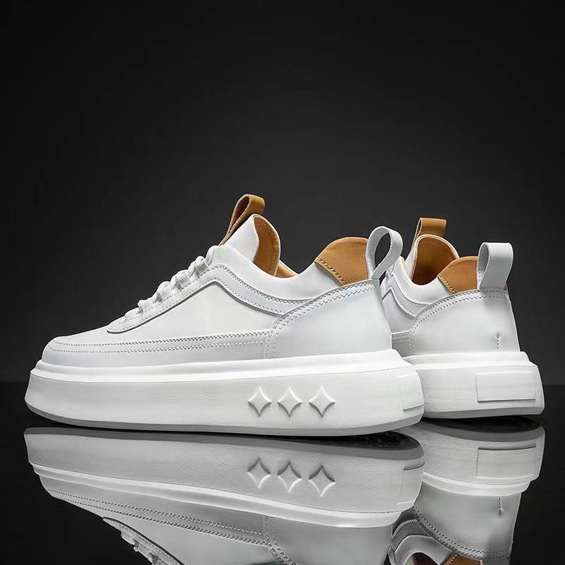 White Shoes Men's Shoes Summer Breathable Trendy Shoes Men's Sports Casual Shoes All-match Thick-soled High-height Shoes Men's Sneakers