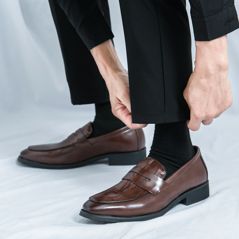 Cross-Border Large Size Men's Open Smile Loafers Business Formal Leather Shoes 38-46 Men's British Slip-On Leather Shoes