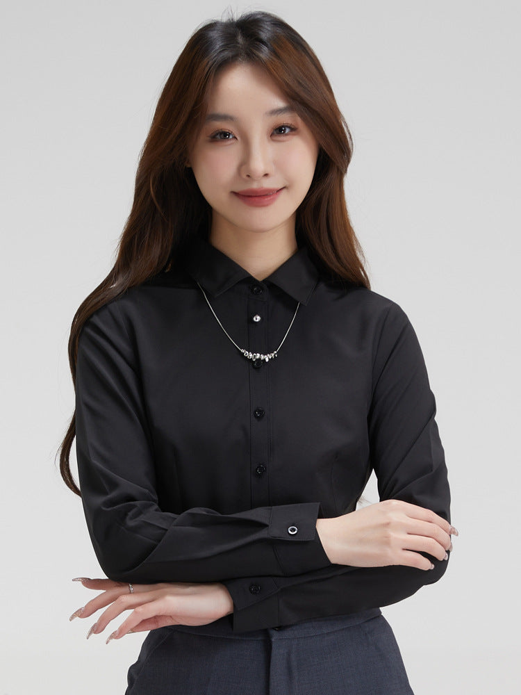 Summer New Women's Long-Sleeved Shirts, Feminine Commuting Slim Fashion Chiffon Shirts and Tops