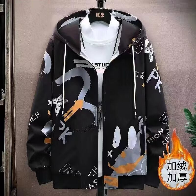 Korean-style New Hoodie Hong Kong-style Loose Simple Hooded Hoodie Cardigan Men's and Women's Fashionable Handsome All-match Jacket